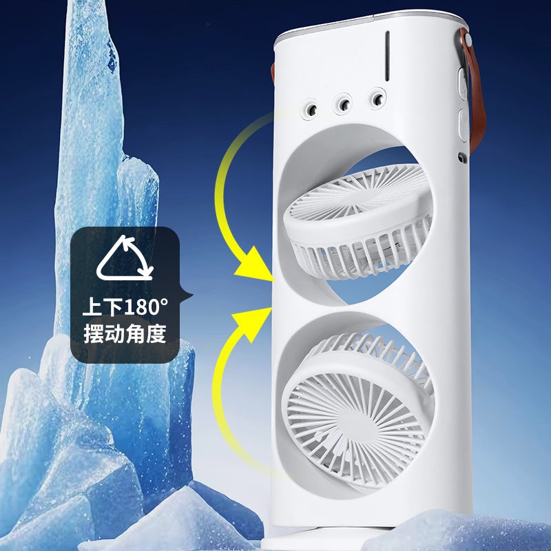 New Double Head Three Hole Spray Fan Usb Desktop Fan Colorful Lighting Gift Logo - Image 5